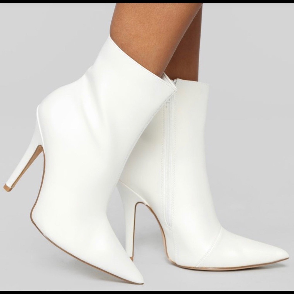 Fashion Nova White Ankle Booties
